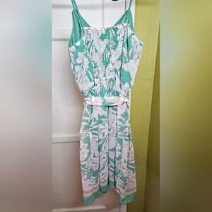 LC Lauren Conrad Floral Bird Smock Tie Dress Women's Size 4